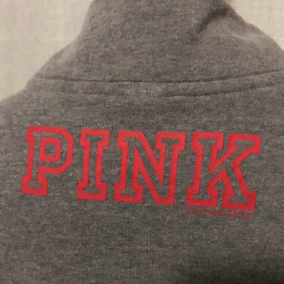 VS PINK-University Line 1/4 Zip Sweatshirt-Gray/Red-Sz xs-EUC-Bling - Picture 9 of 14